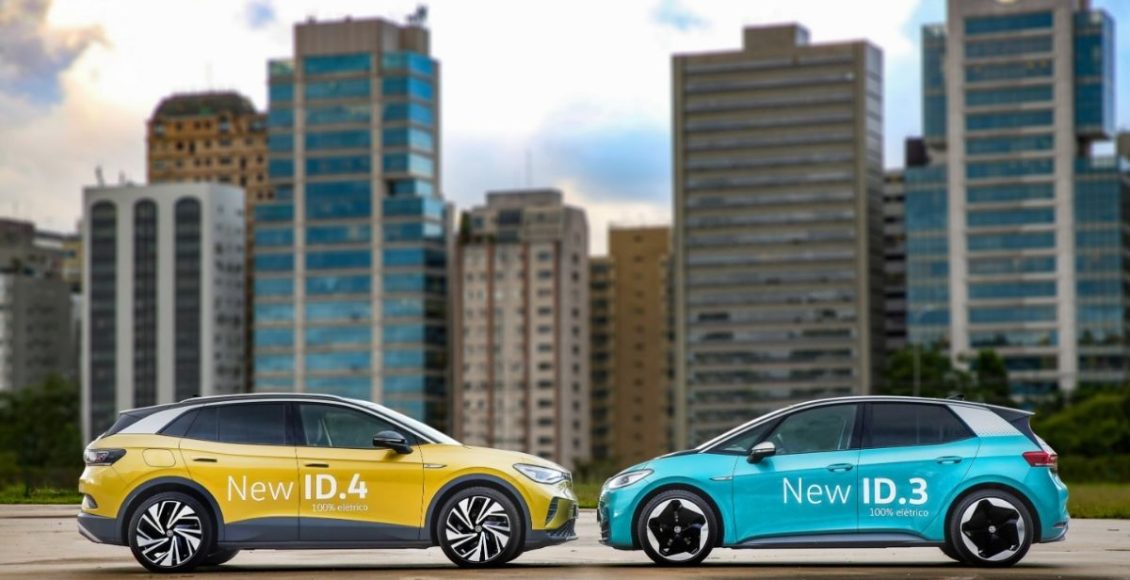 ID.3 e ID.4, os elétricos da Volkswagen, fizeram sucesso com o público em São Paulo. Foto: Volkswagen/Divulgação