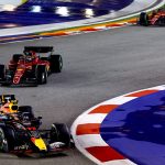 Perez e Leclerc na prova em Singapura. Foto: Twitter