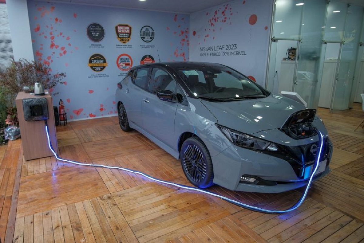 Nissan Leaf elétrico é capaz até de abastecer uma casa; confira. Foto: Divulgação